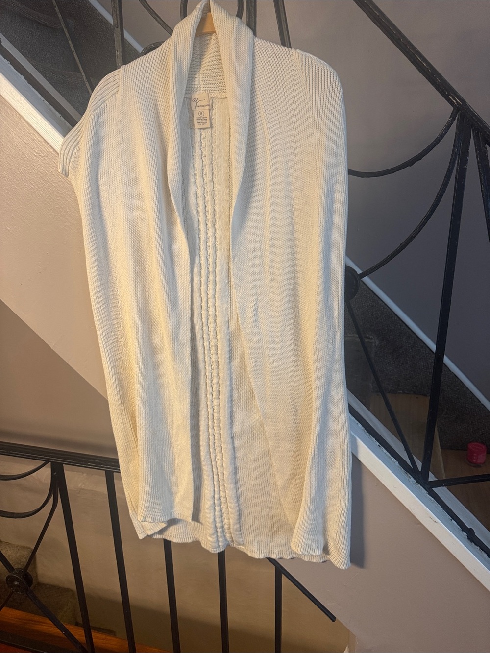 Cream long sweater Vest/ no sleeves  size small